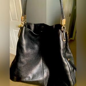 Black, leather coach, shoulder bag